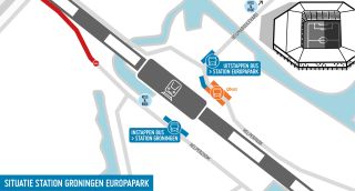 Station Groningen Europapark - haltes treinvervangende bussen